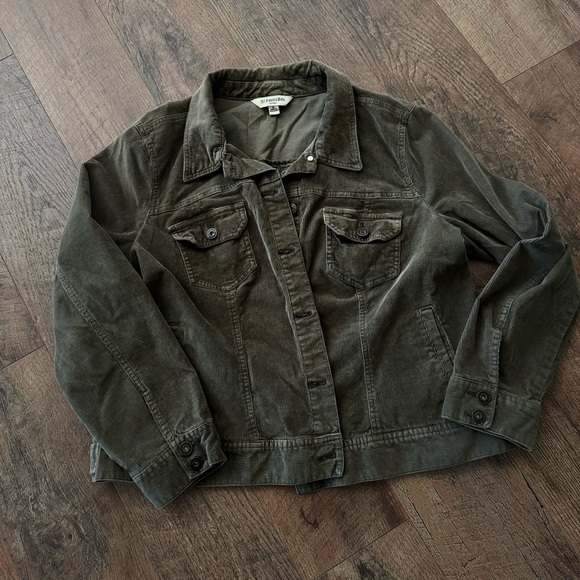 St. John's Bay Dark Green Jean Jacket - Picture 1 of 2